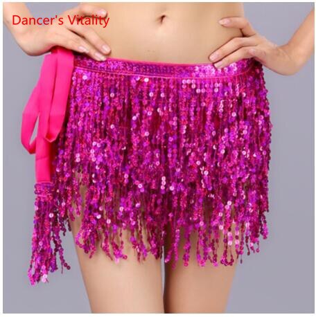 15 colors Belly Dancing Women's Clothing Belt Accessories Belts 4 Straps Rows of Belly Dance Hip Scarf Sequin Belt Rectangle