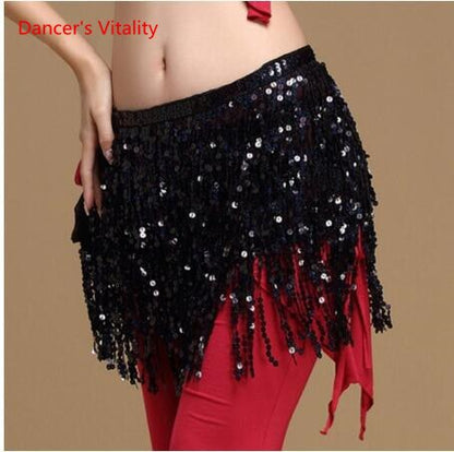 15 colors Belly Dancing Women's Clothing Belt Accessories Belts 4 Straps Rows of Belly Dance Hip Scarf Sequin Belt Rectangle