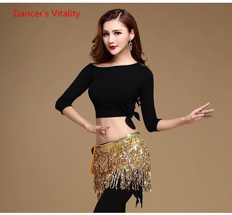 15 colors Belly Dancing Women's Clothing Belt Accessories Belts 4 Straps Rows of Belly Dance Hip Scarf Sequin Belt Rectangle