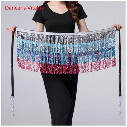 15 colors Belly Dancing Women's Clothing Belt Accessories Belts 4 Straps Rows of Belly Dance Hip Scarf Sequin Belt Rectangle