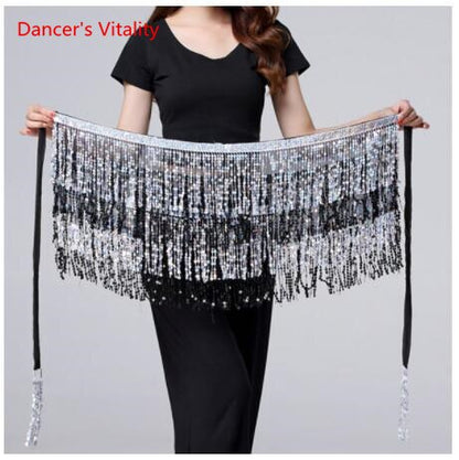 15 colors Belly Dancing Women's Clothing Belt Accessories Belts 4 Straps Rows of Belly Dance Hip Scarf Sequin Belt Rectangle