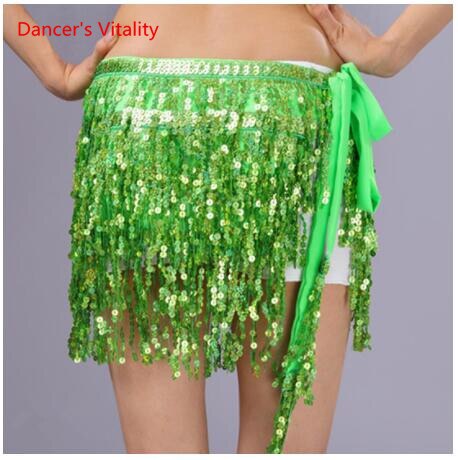 15 colors Belly Dancing Women's Clothing Belt Accessories Belts 4 Straps Rows of Belly Dance Hip Scarf Sequin Belt Rectangle