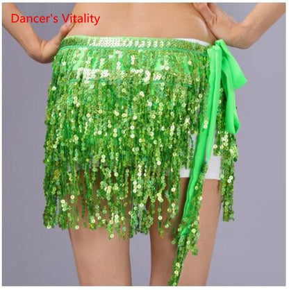 15 colors Belly Dancing Women's Clothing Belt Accessories Belts 4 Straps Rows of Belly Dance Hip Scarf Sequin Belt Rectangle