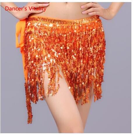 15 colors Belly Dancing Women's Clothing Belt Accessories Belts 4 Straps Rows of Belly Dance Hip Scarf Sequin Belt Rectangle