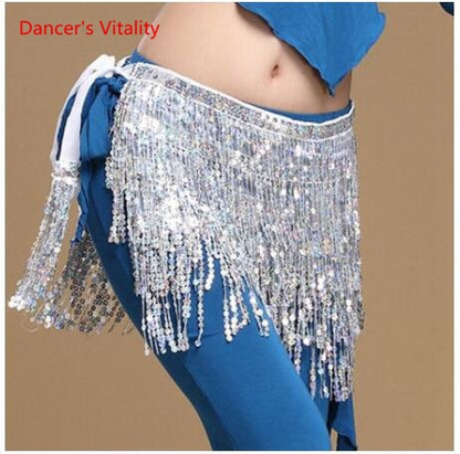 15 colors Belly Dancing Women's Clothing Belt Accessories Belts 4 Straps Rows of Belly Dance Hip Scarf Sequin Belt Rectangle