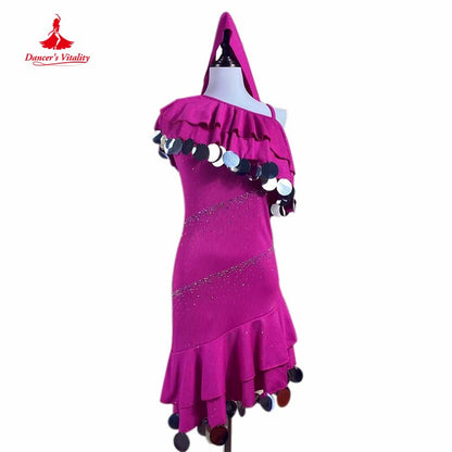 Belly Dance Mayala Dress Customzied Big Sequins Cotton Belly Dancing Robes for Women Children Mayala Performance Dresses