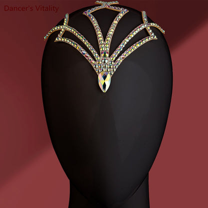 Belly Dance Performance Headdress Latin Dance Modern National Standard Competition Headdress Hand Stick Drill Dance Accessory