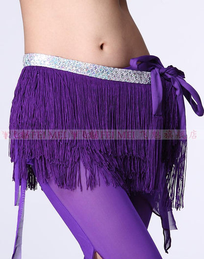 Belly dance costumes sexy silver tassel belly dance belt for women belly dance costume hip scarf