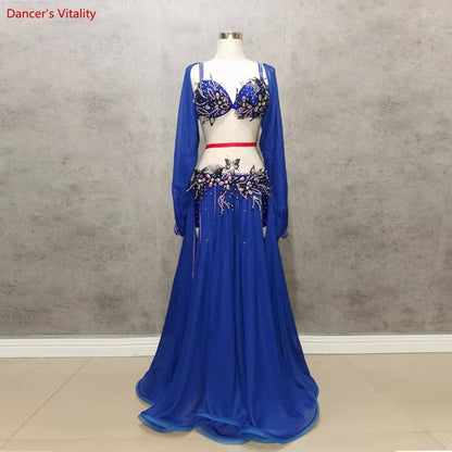 Belly Dance Suit Diamond-Studded Bra Split Big Swing Skirt Performance Clothes Set Female Adult High-End Competition Clothing