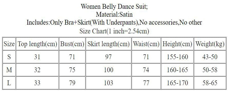 Belly Dance Suit Satin Bra Split Big Swing Skirt Performance Clothes Set Woman High-End Competition Clothing Oriental Dancewear