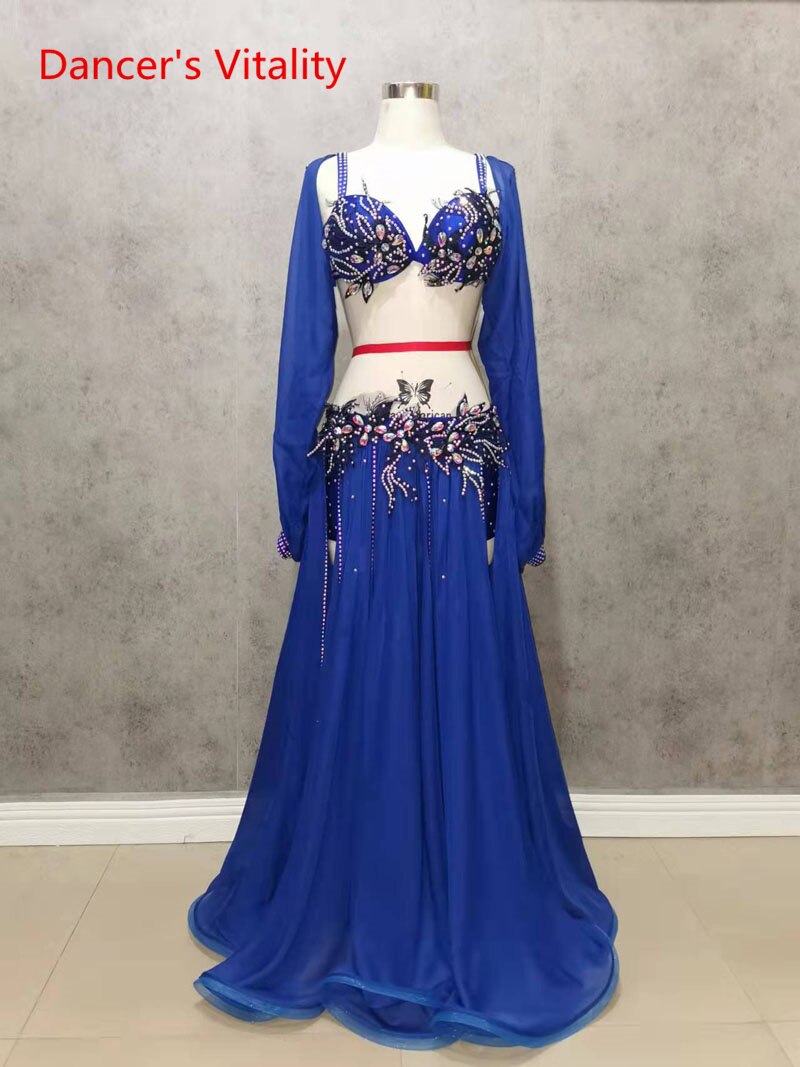 Belly Dance Suit Diamond-Studded Bra Split Big Swing Skirt Performance Clothes Set Female Adult High-End Competition Clothing