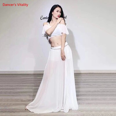 Belly Dance Suit Sling Top Off Shoulder Sleeves Split Skirt Practice Clothes Aldult Oriental Women Dancing Performance Clothing