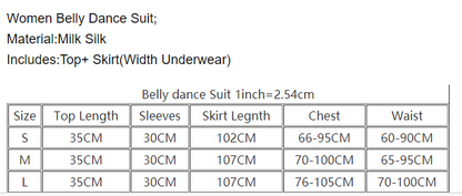 Belly Dance Costume Suit for Women Half Sleeves Top+split Long Skirt 2pcs Girls Oriental Belly Dancer Clothing Stage Wear Outfit