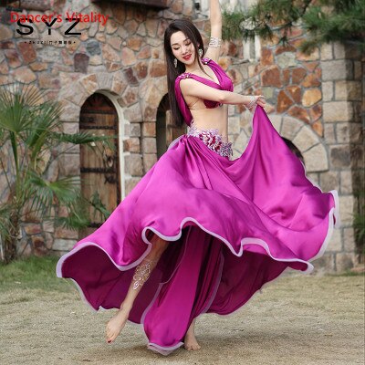 Belly Dance Suit Satin Bra Split Big Swing Skirt Performance Clothes Set Woman High-End Competition Clothing Oriental Dancewear