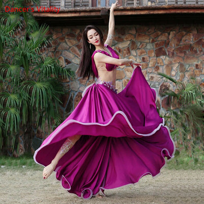 Belly Dance Suit Satin Bra Split Big Swing Skirt Performance Clothes Set Woman High-End Competition Clothing Oriental Dancewear